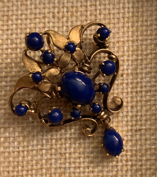 Vintage lapis brooch