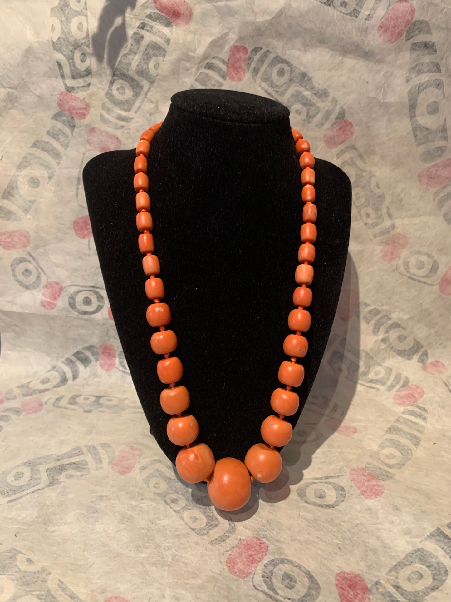 A coral bead necklace