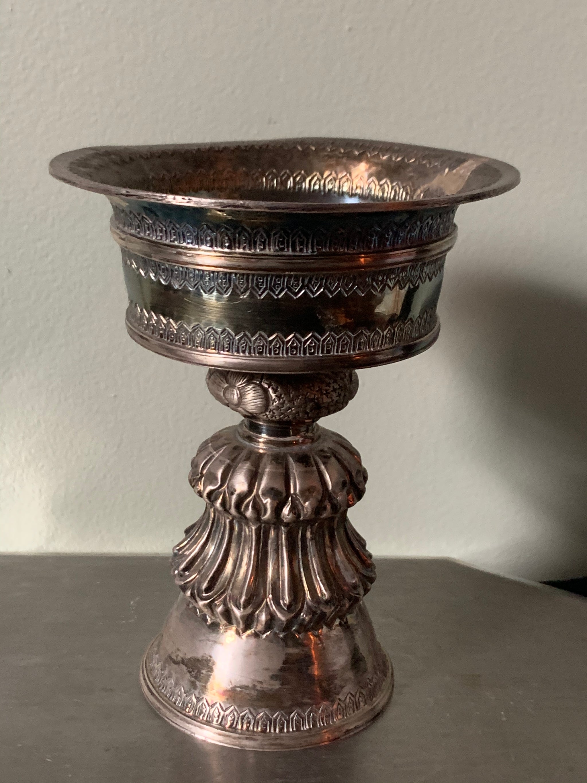 Silver butter lamp – Tibetan Keepsakes