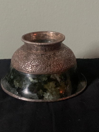 A Tibetan jade silver cup