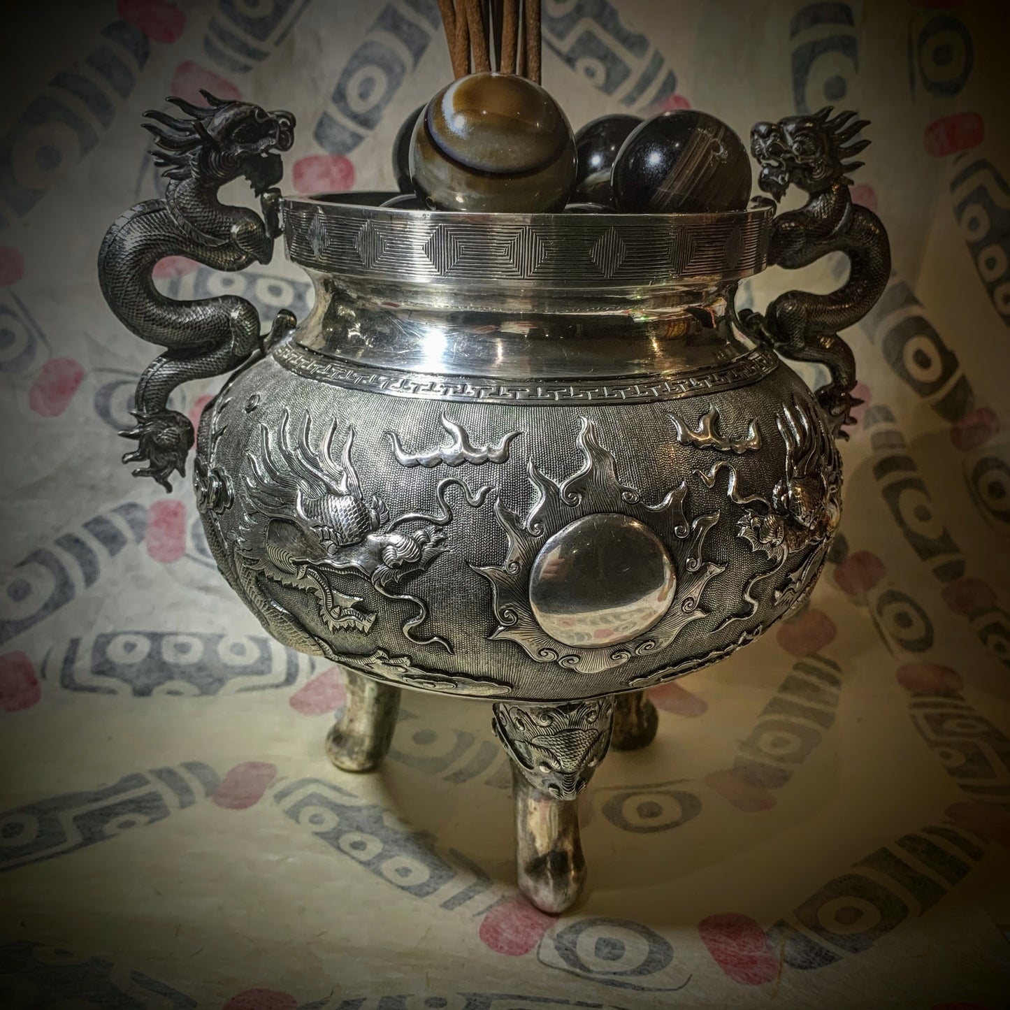 An antique silver censer