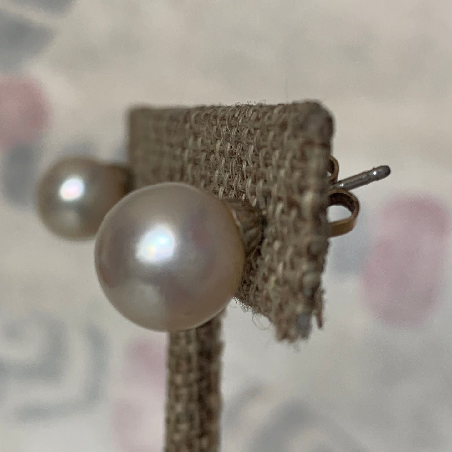 A pair of pearl stud earrings