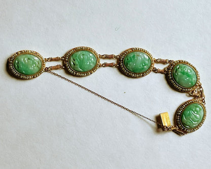 Antique jade and gold bracelet