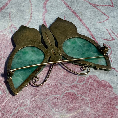 Vintage Clouds one and jade butterfly brooch -