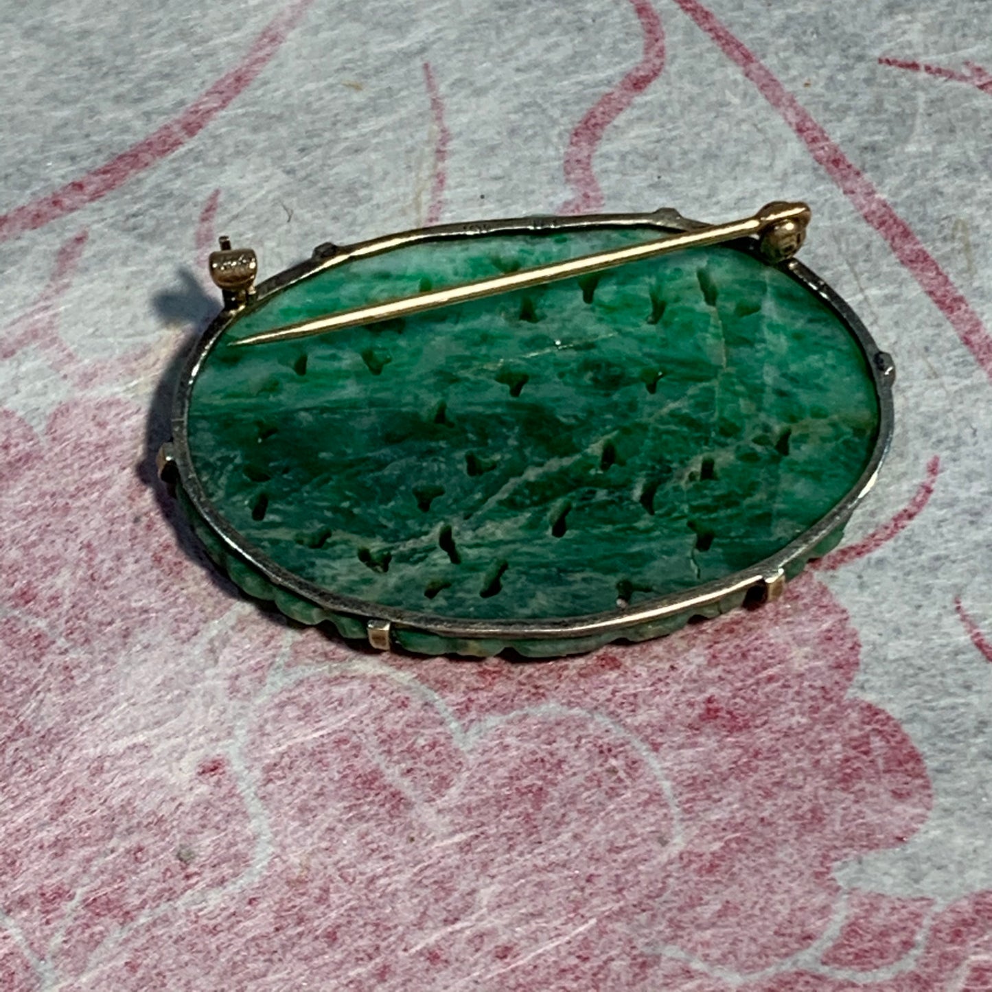 Vintage jade brooch