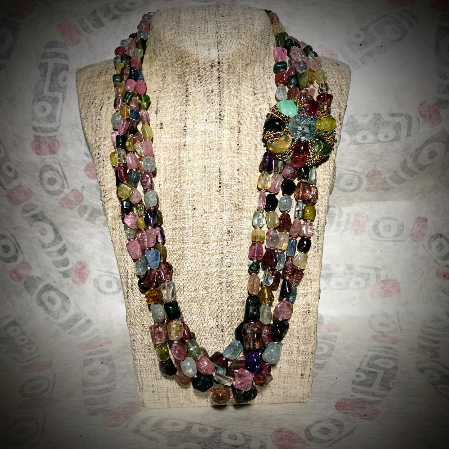 A Tourmaline necklace with a 14kt clasp brooch