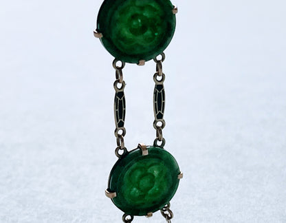 Vintage bracelet with jade in 14kt Art Deco style enamel work.