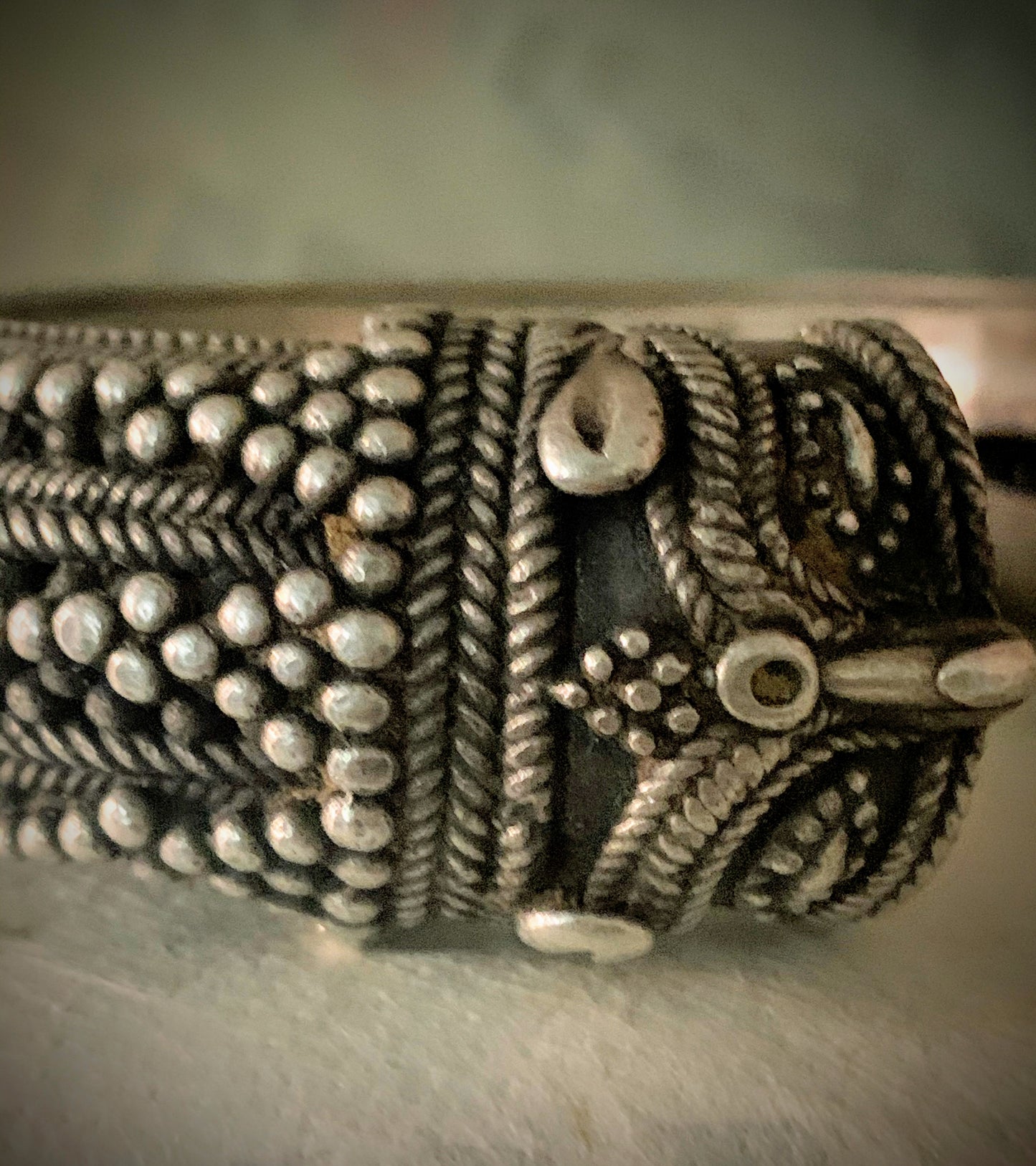 An antique Indian silver cuff bangle