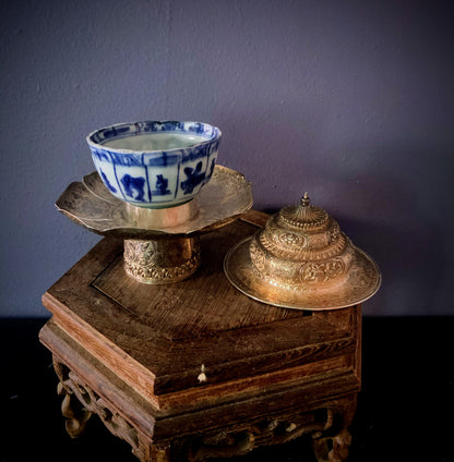 Vintage porcelain cup w/ silver cup stand