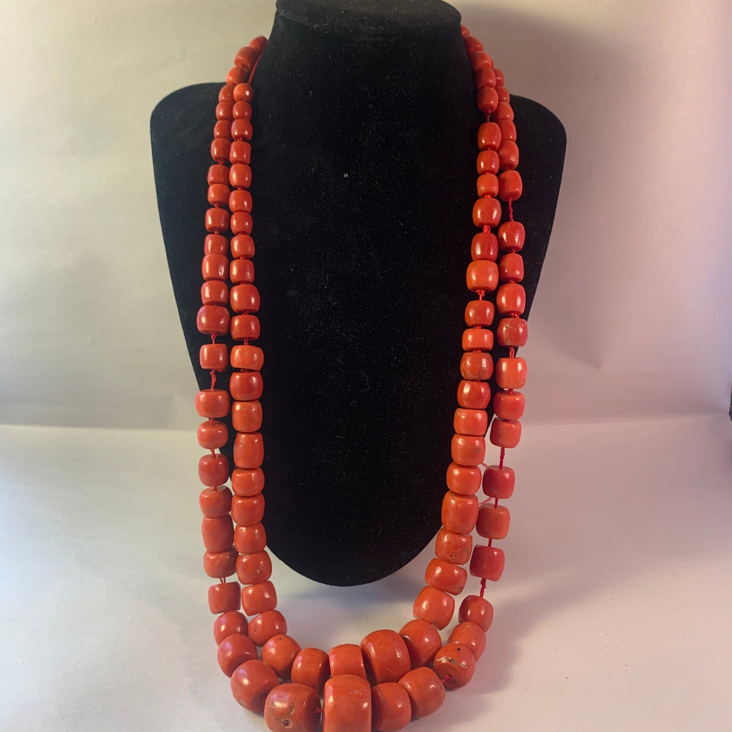 two strand vintage Tibetan coral necklace