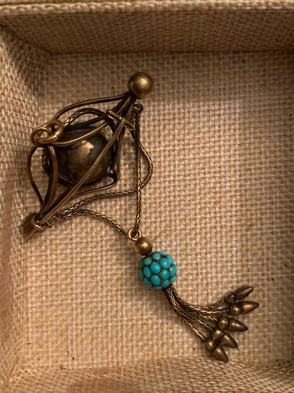 Vintage turquoise brooch