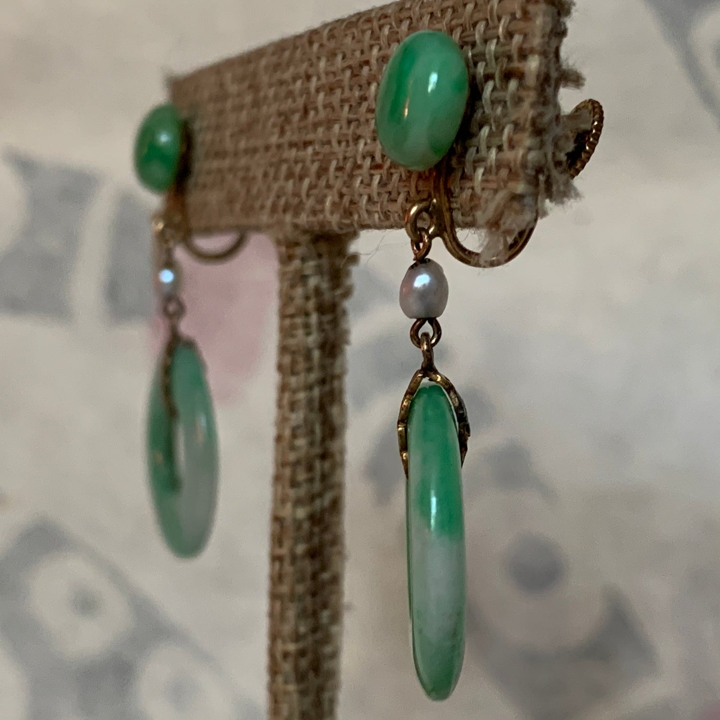 A pair of jade earrings