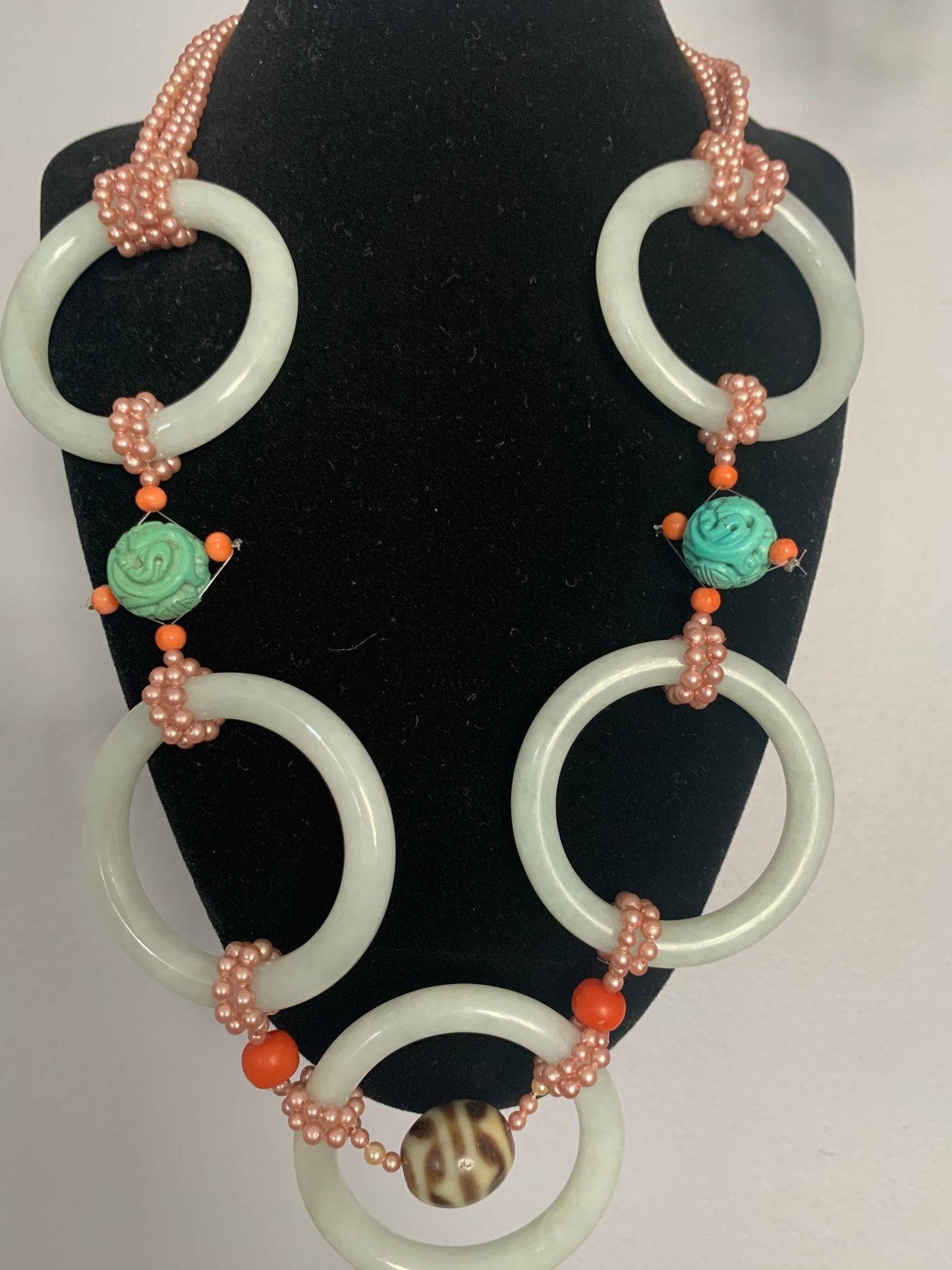 A jade and turquoise necklace