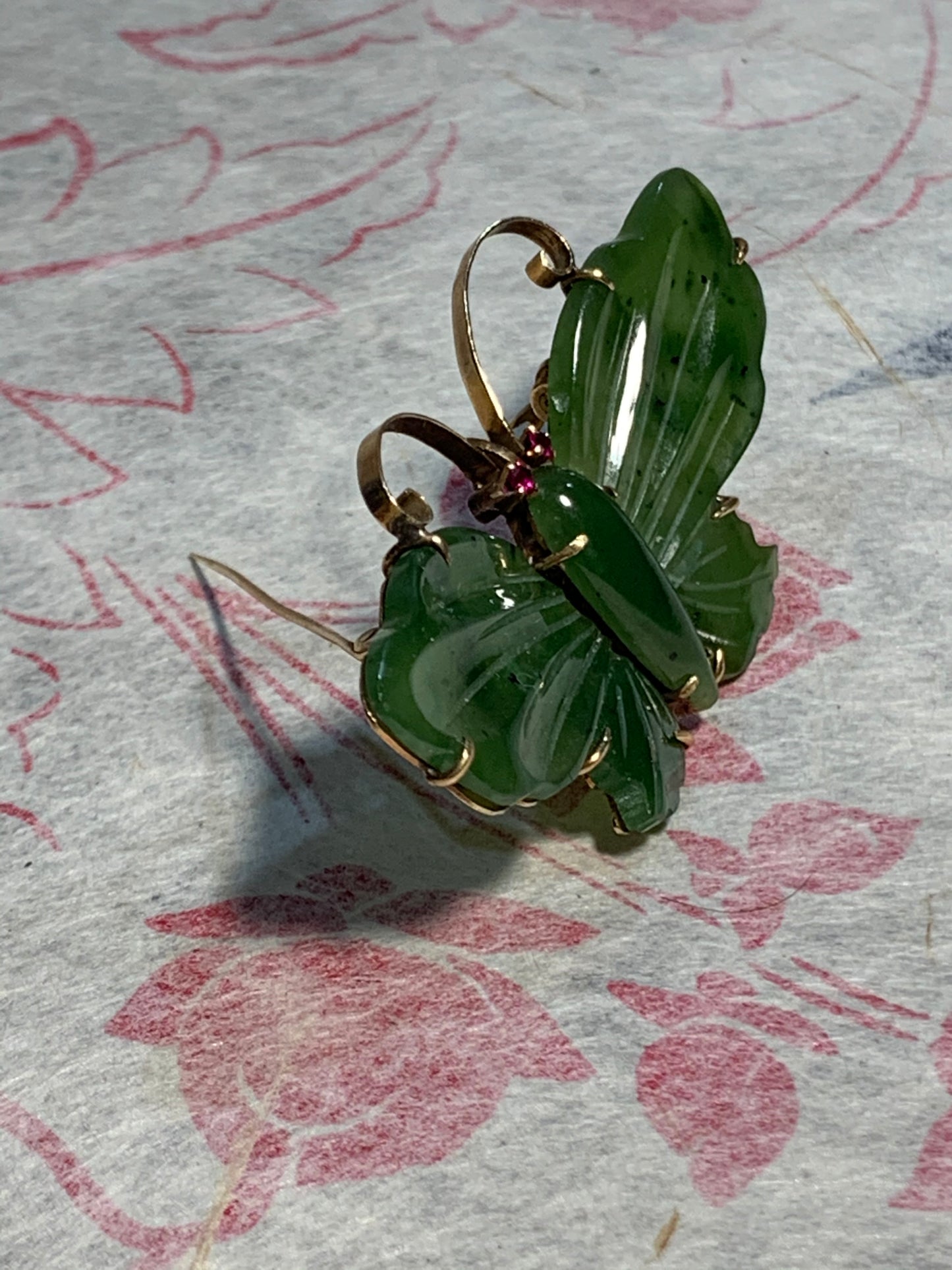 Nephrite jade brooch