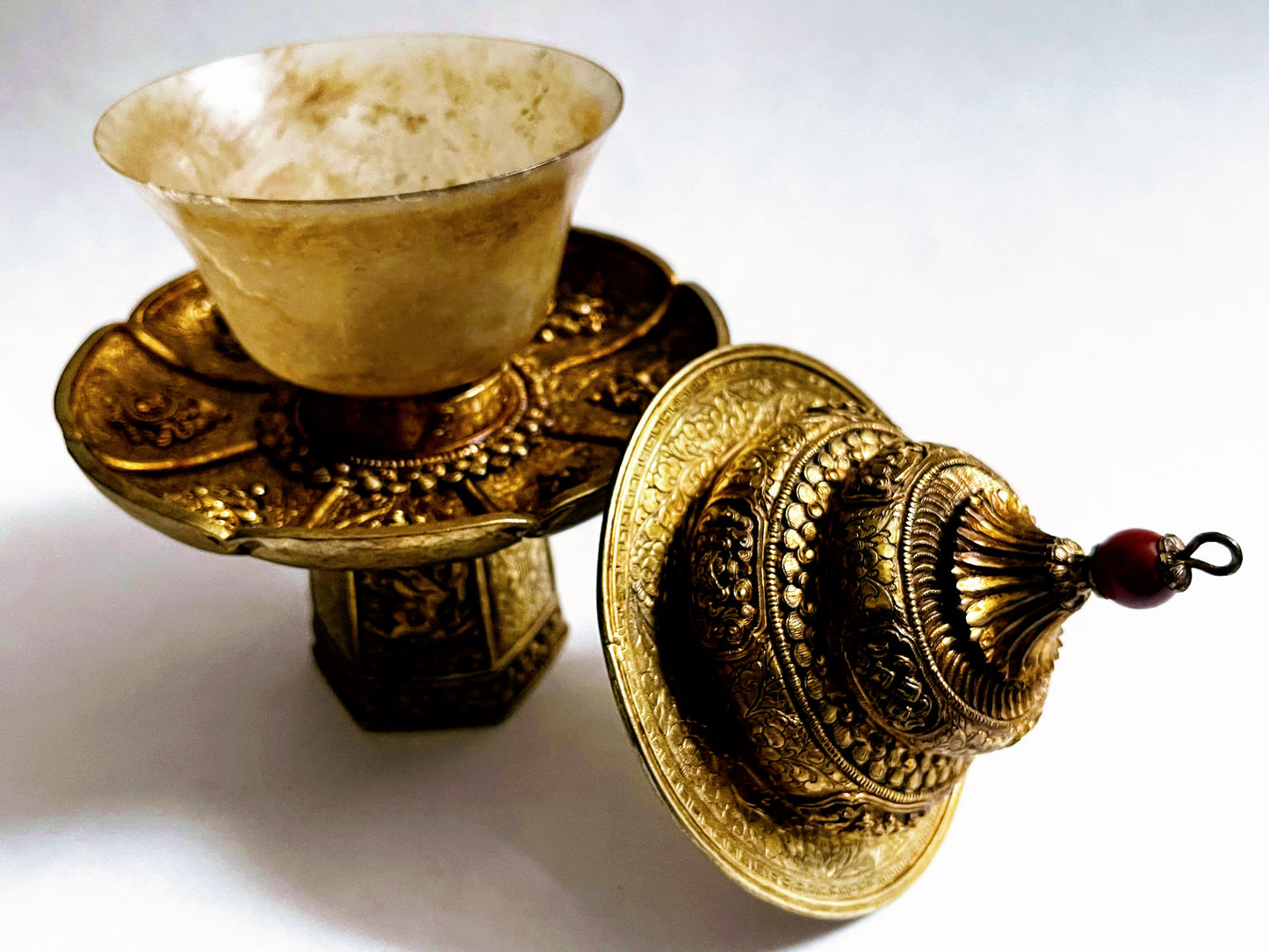 A vintage Gilt silver Tibetan cup stand