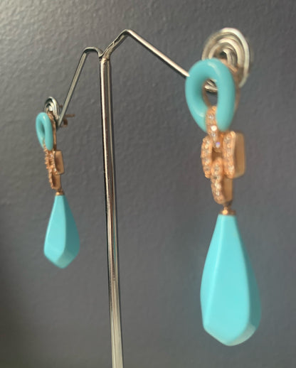 Turquoise gilt silver ear rings