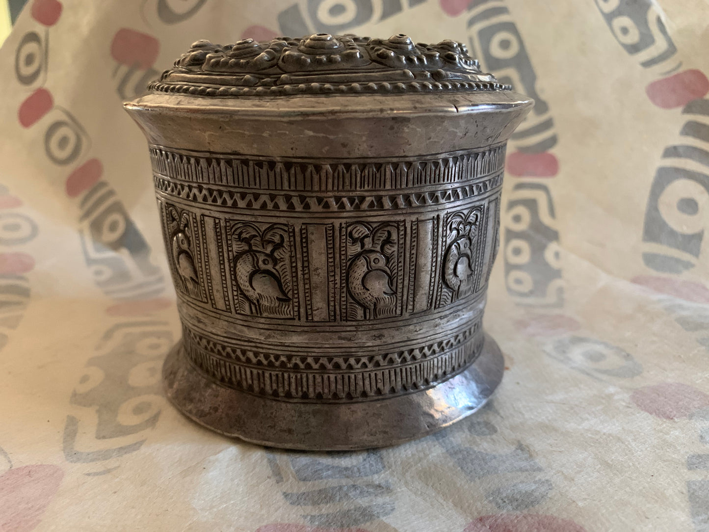 An antique silver incense box with lid