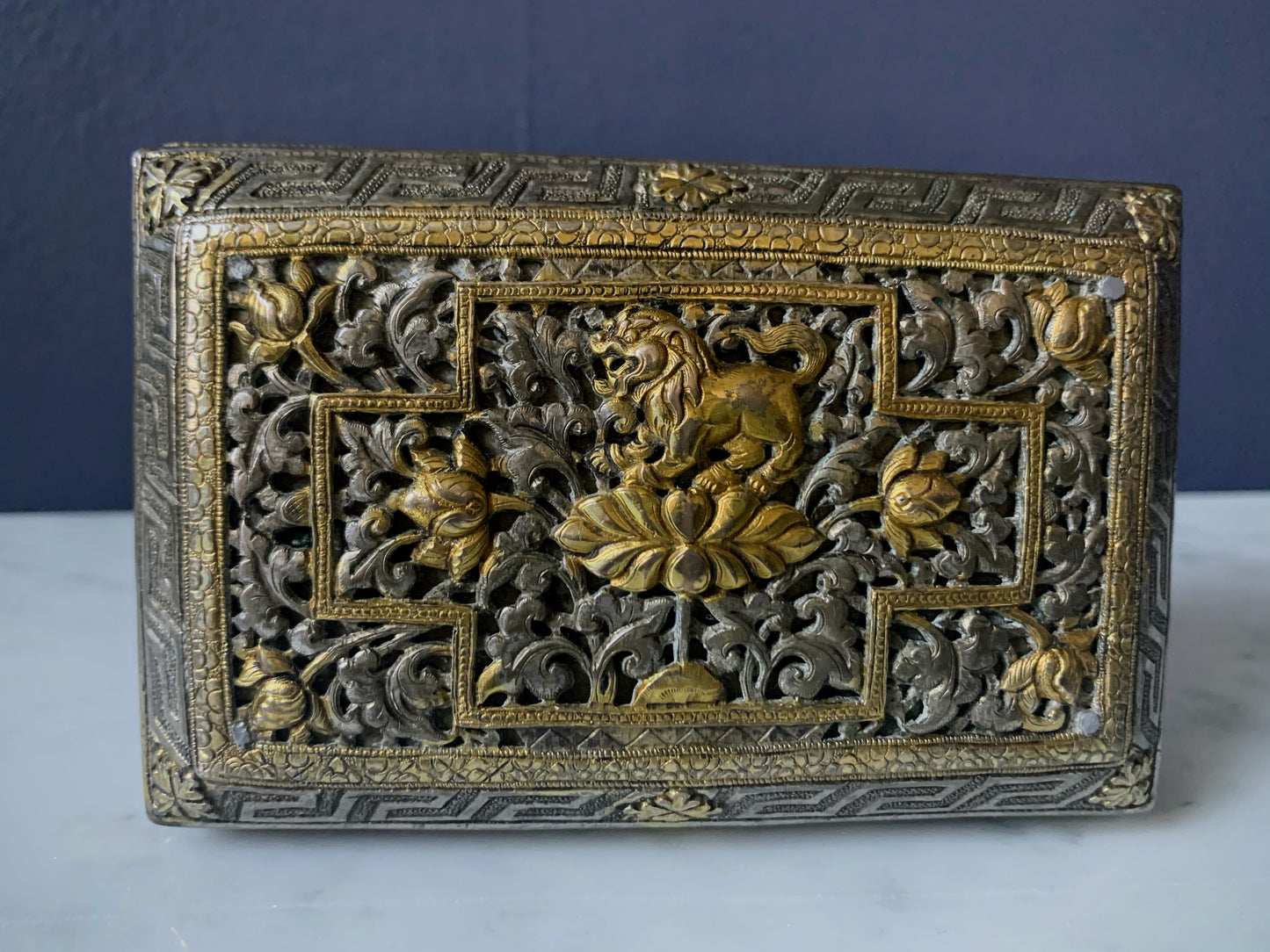 A Bhutanese betel nut silver box