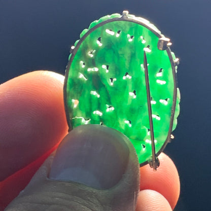 Vintage jade brooch