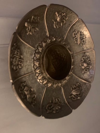 A silver Tibetan cup stand