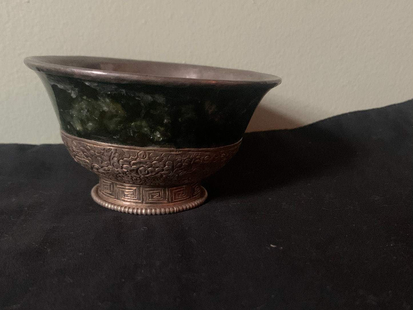A Tibetan jade silver cup