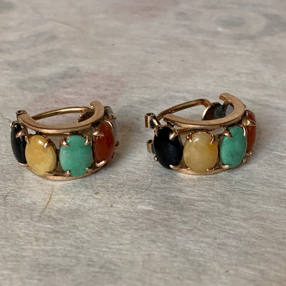 A pair of multicolored jade earrings