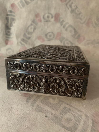 An antique Thai cigar silver box