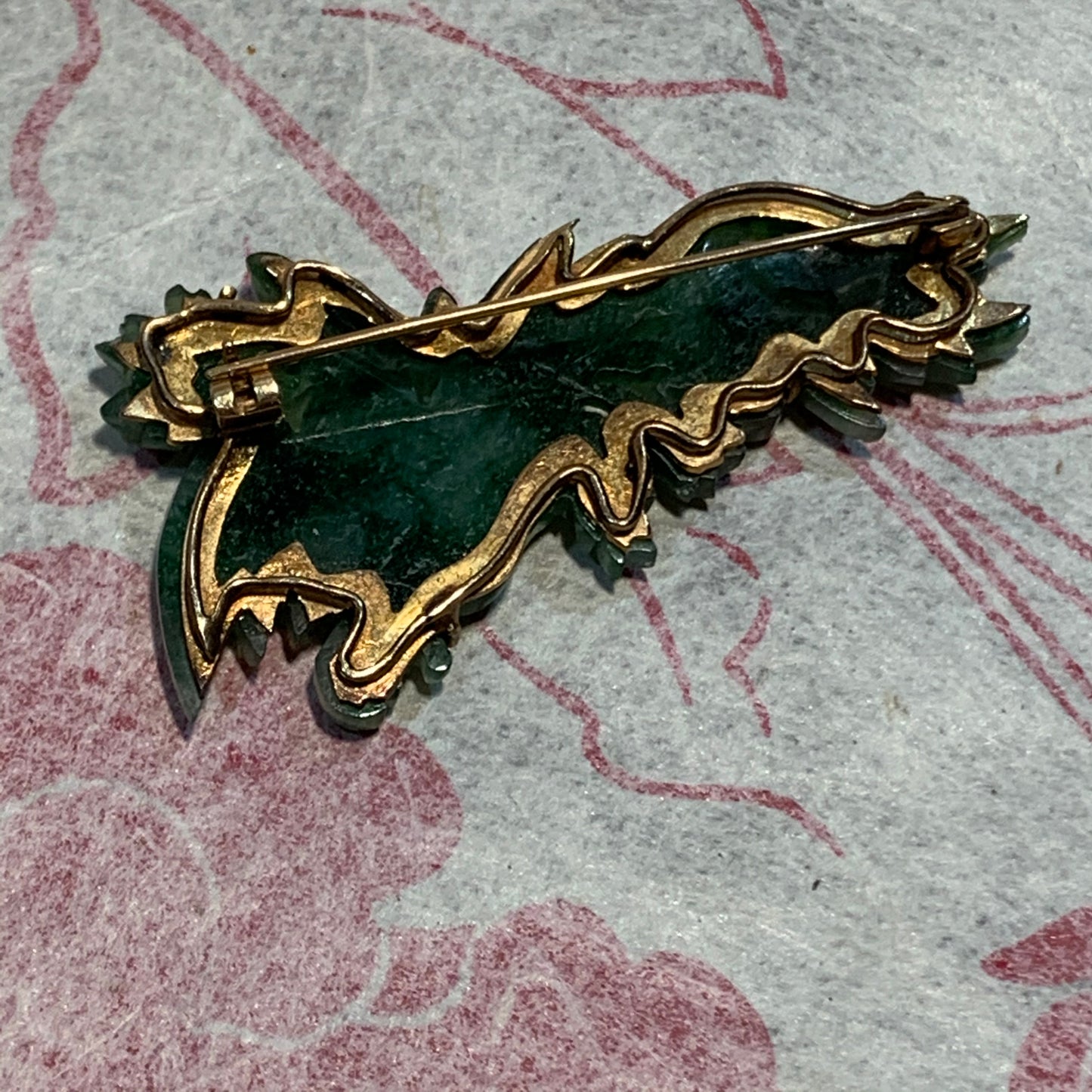Antique Phoenix jade brooch