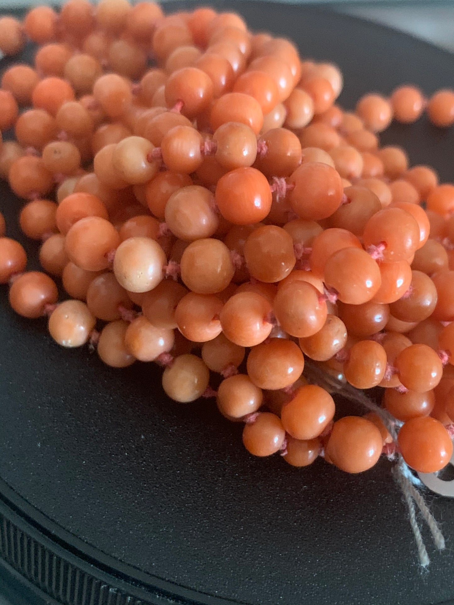 A vintage coral necklace.