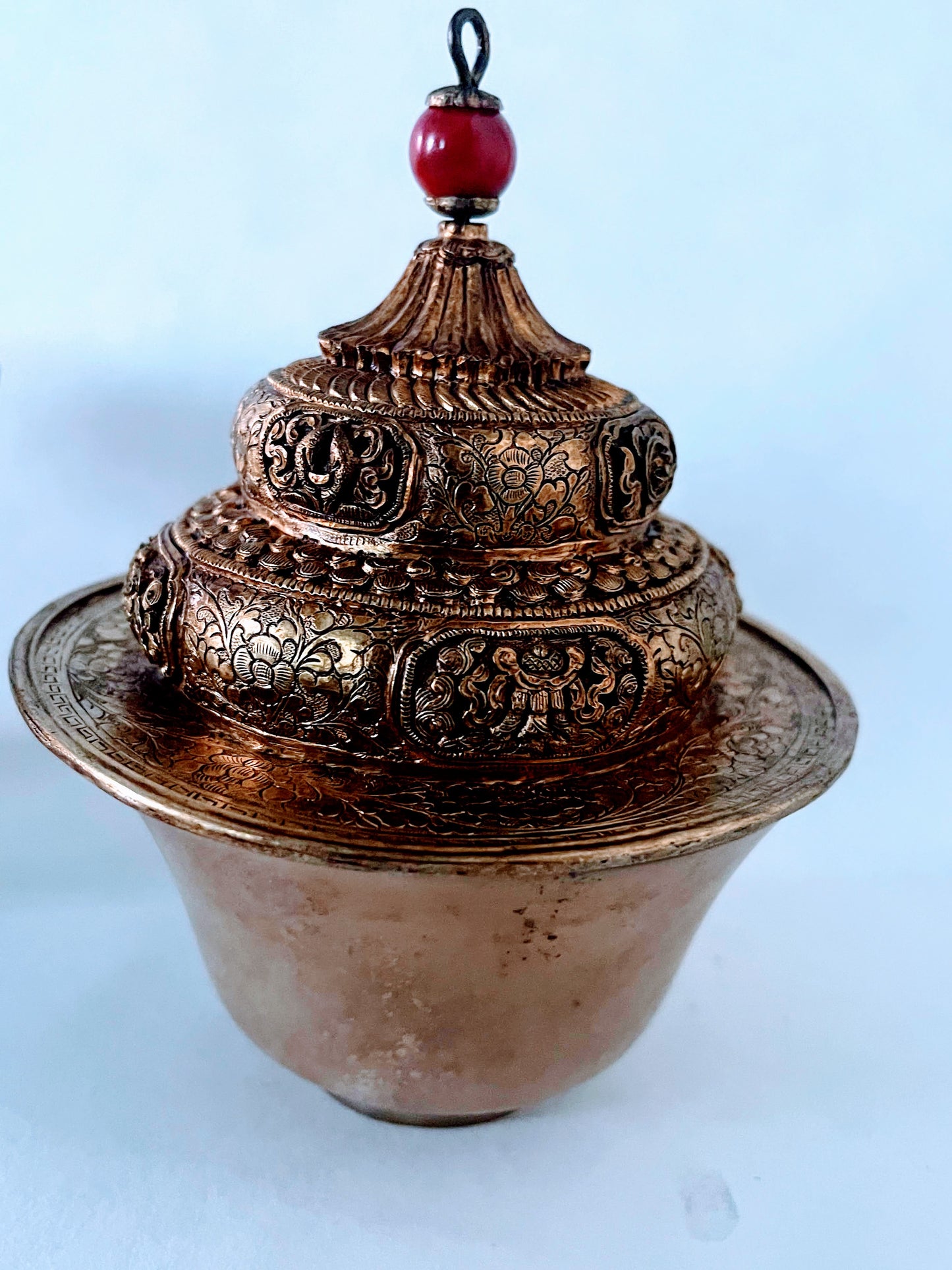 A vintage Gilt silver Tibetan cup stand