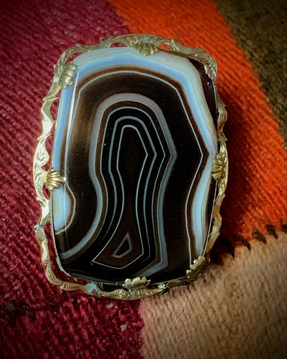Vintage agate brooch