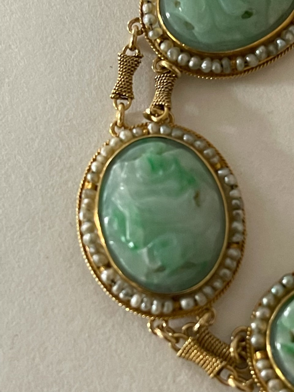 Antique jade and gold bracelet