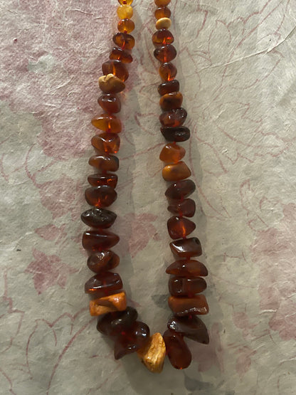 A vintage amber bead necklace