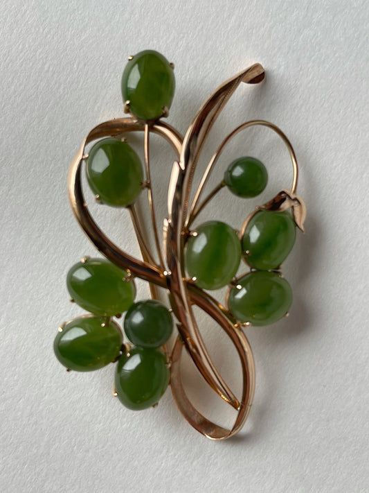 Vintage jade brooch