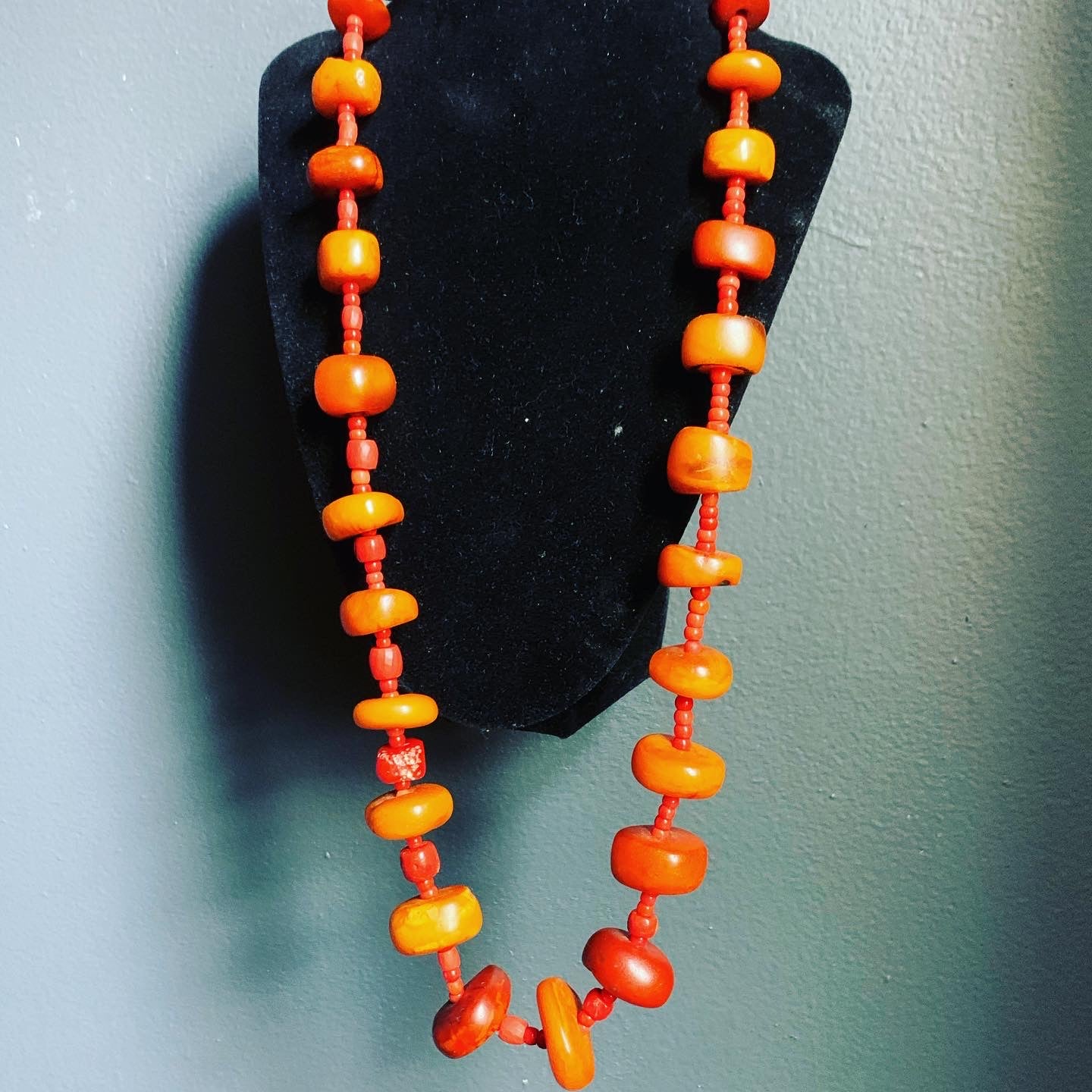 Amber and coral necklace