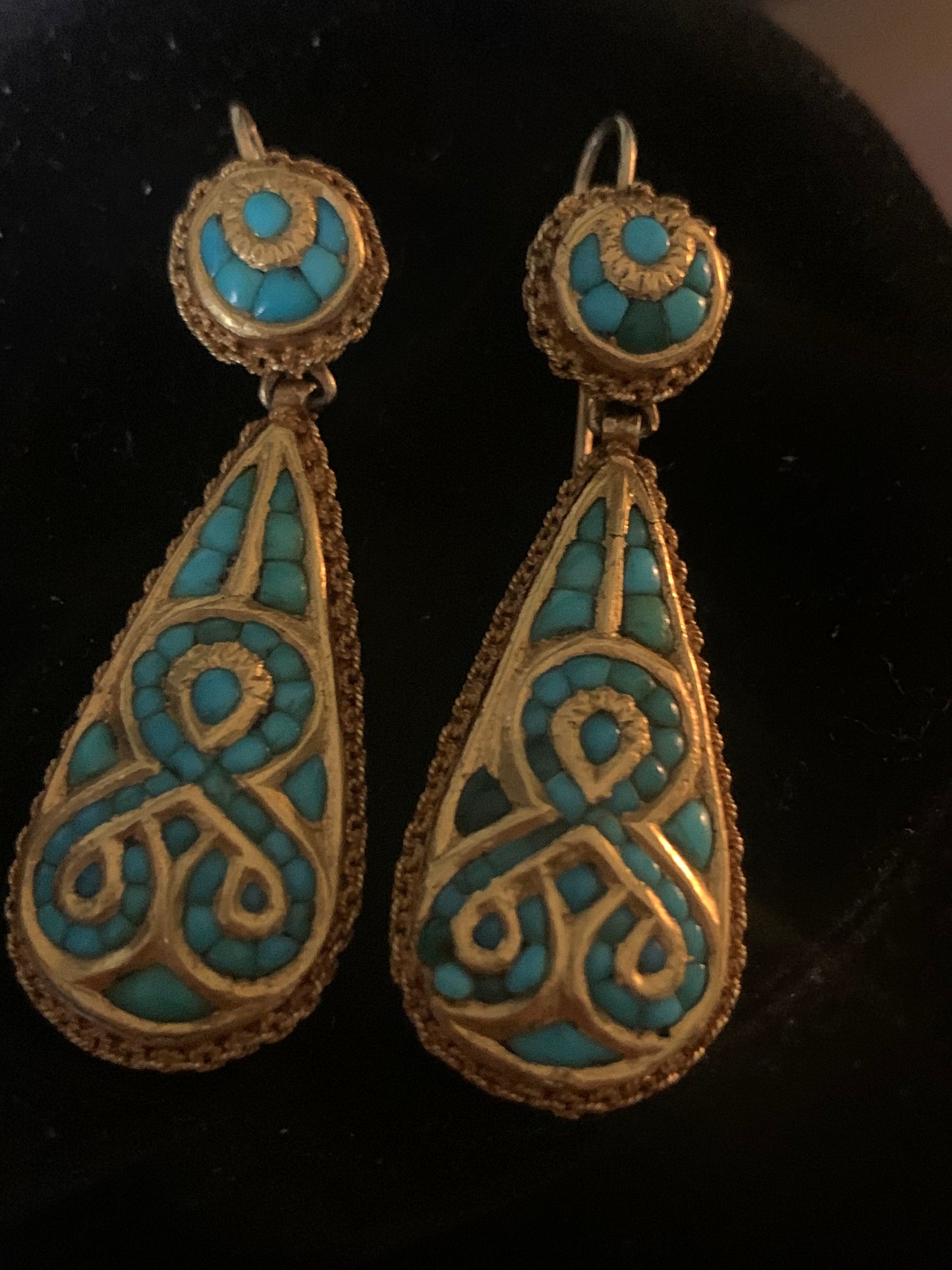 Antique turquoise ear rings