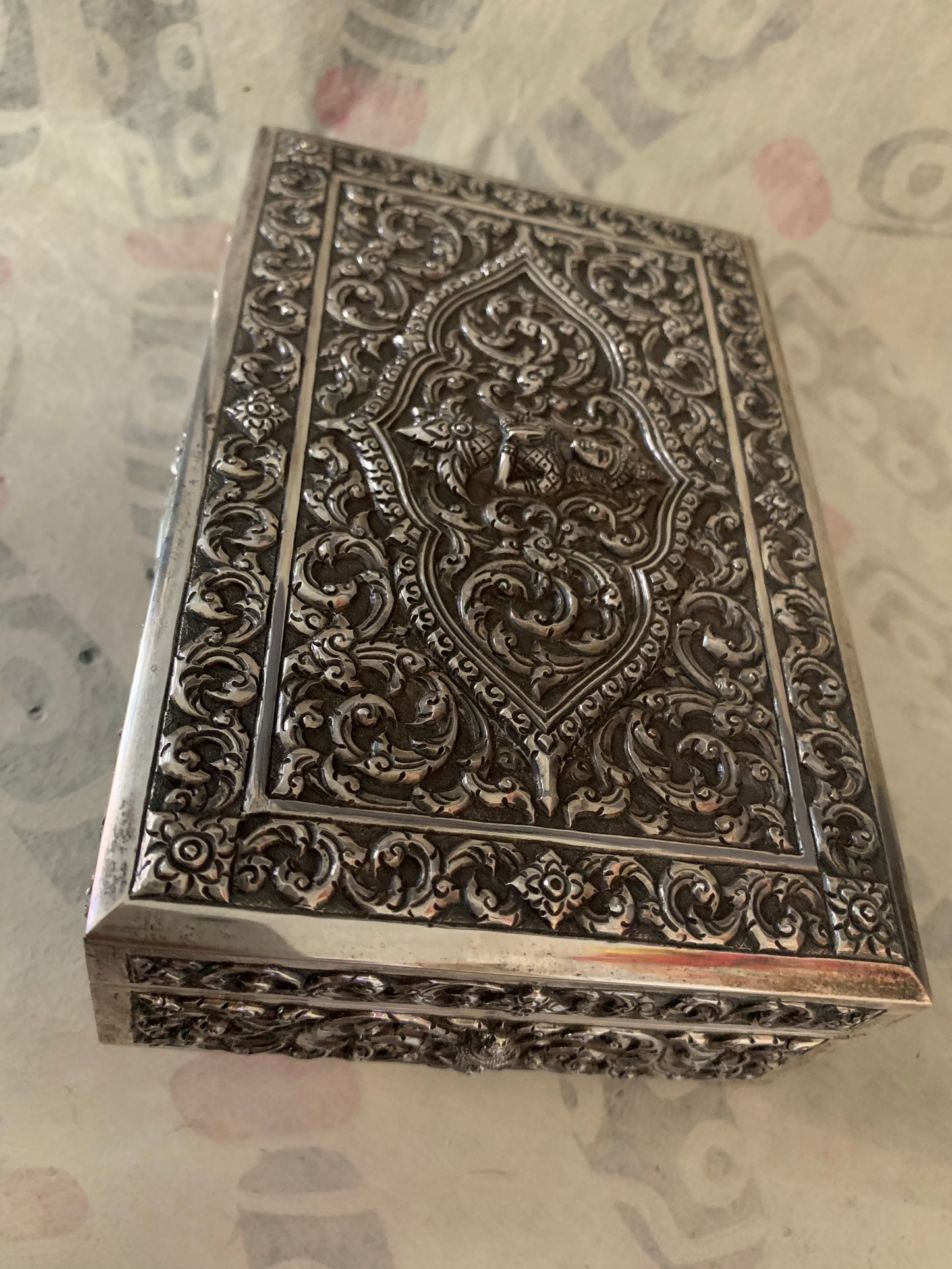 An antique Thai cigar silver box