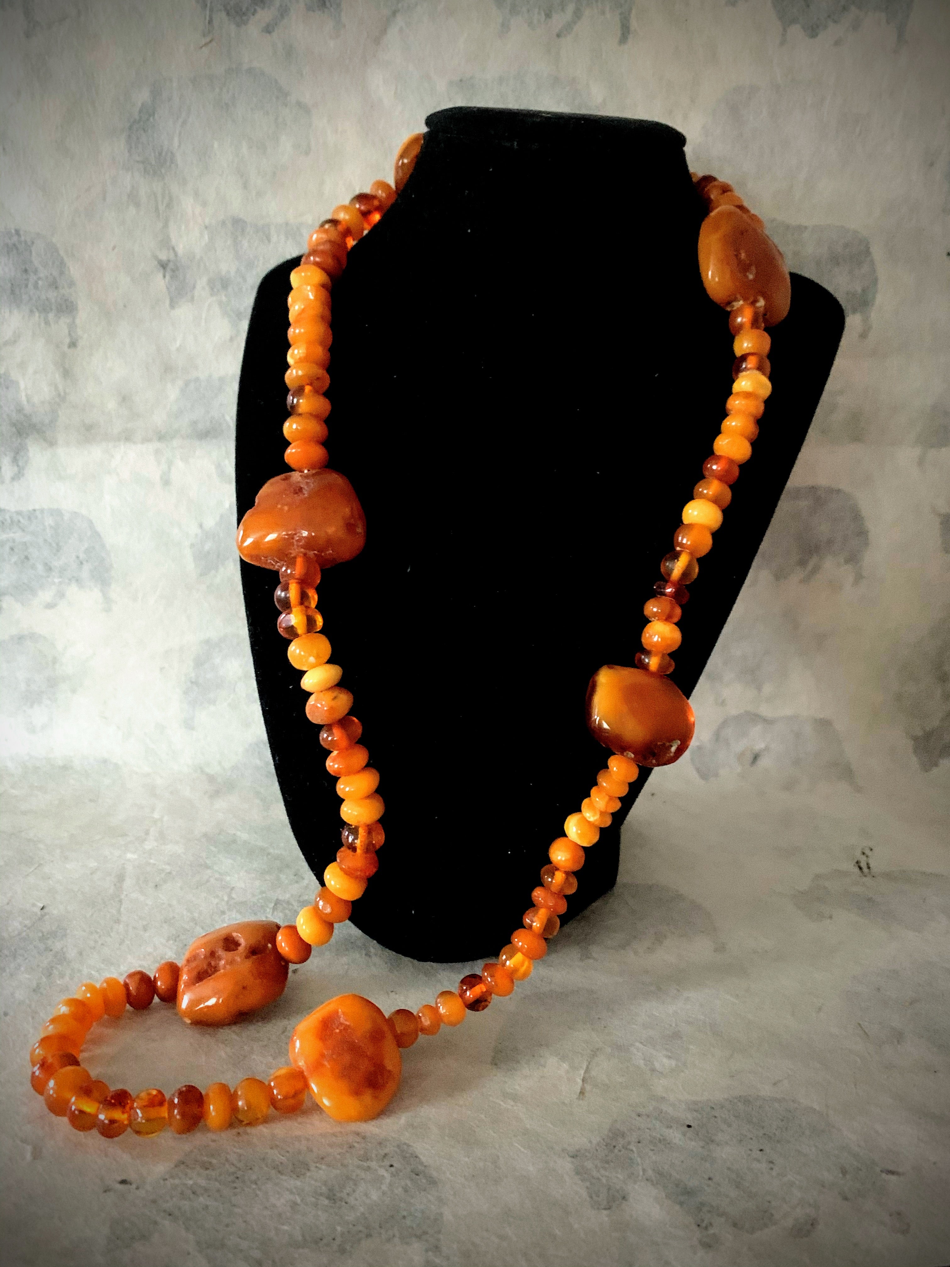 Antique 1920's Art Deco Carved Amber Necklace – Fetheray
