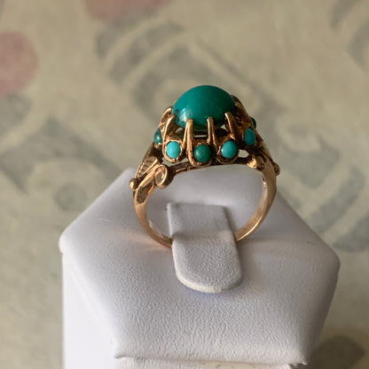 Turquoise and gold ring
