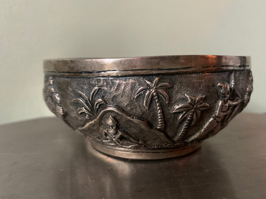 Silver repousse bowl