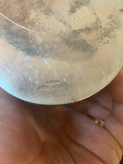 An antique cylindrical Thai silver box