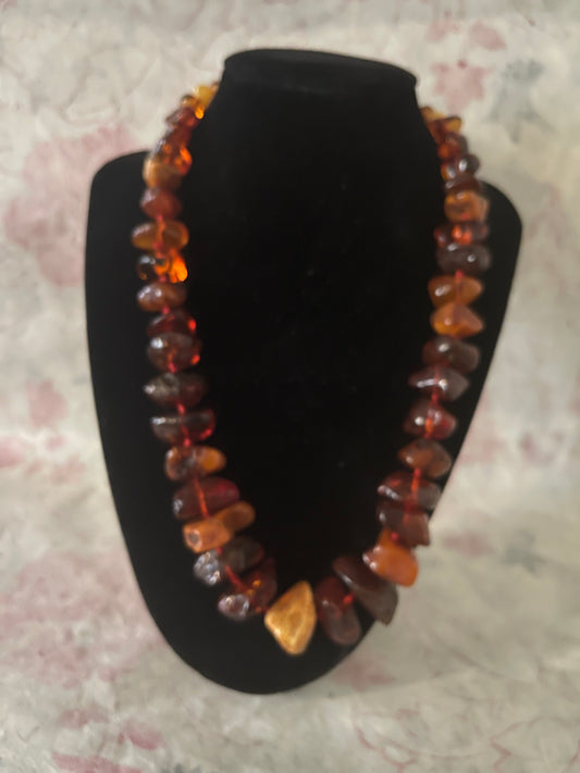 A vintage amber bead necklace