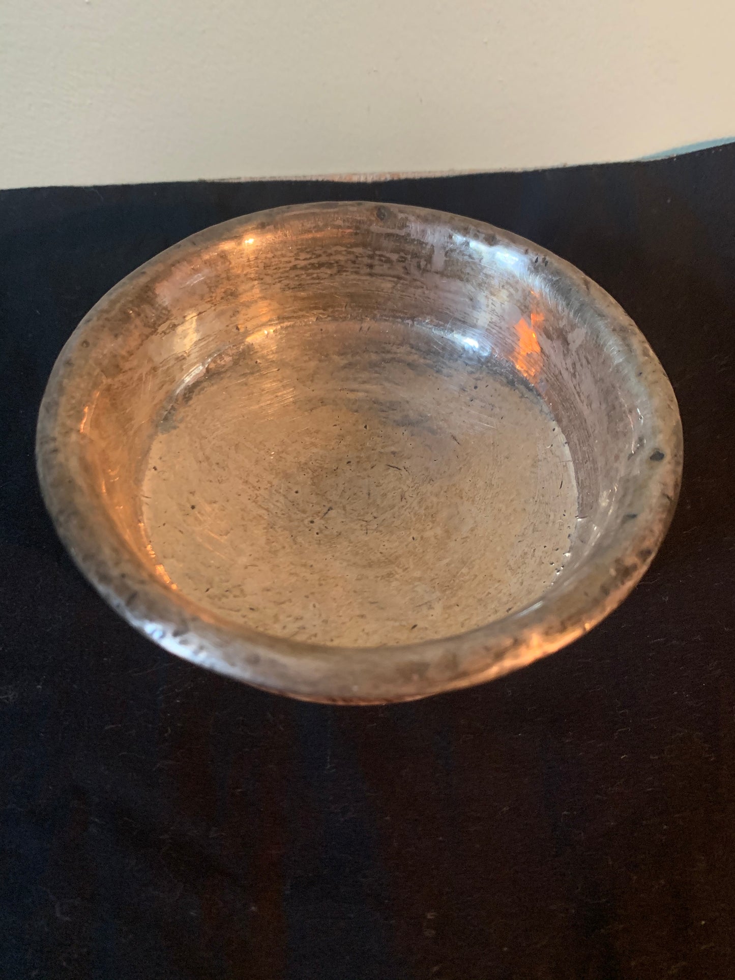Vintage Tibetan bowl with silver inner lining