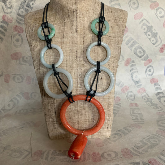 A boho jade and agate necklace