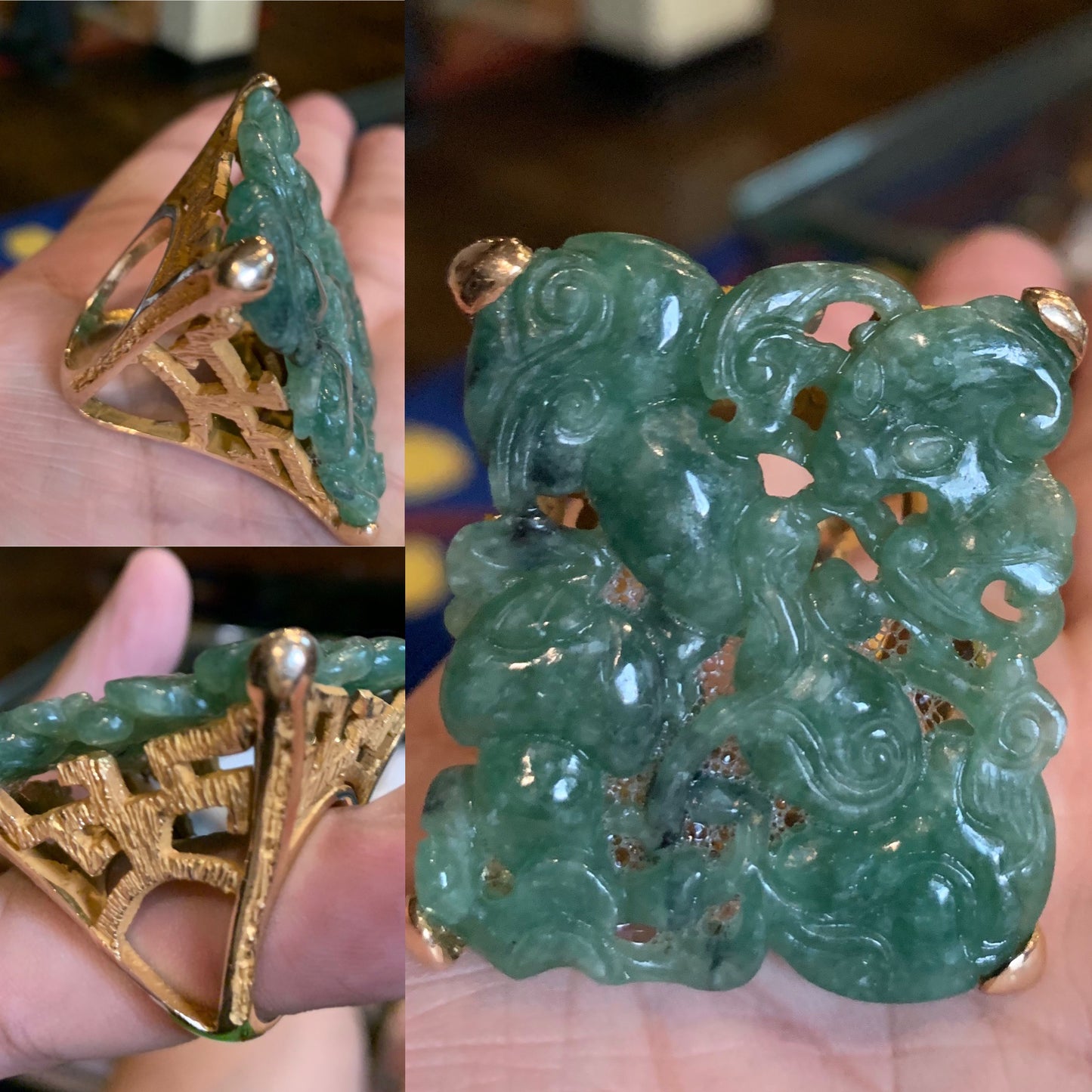 An oversized jade ring