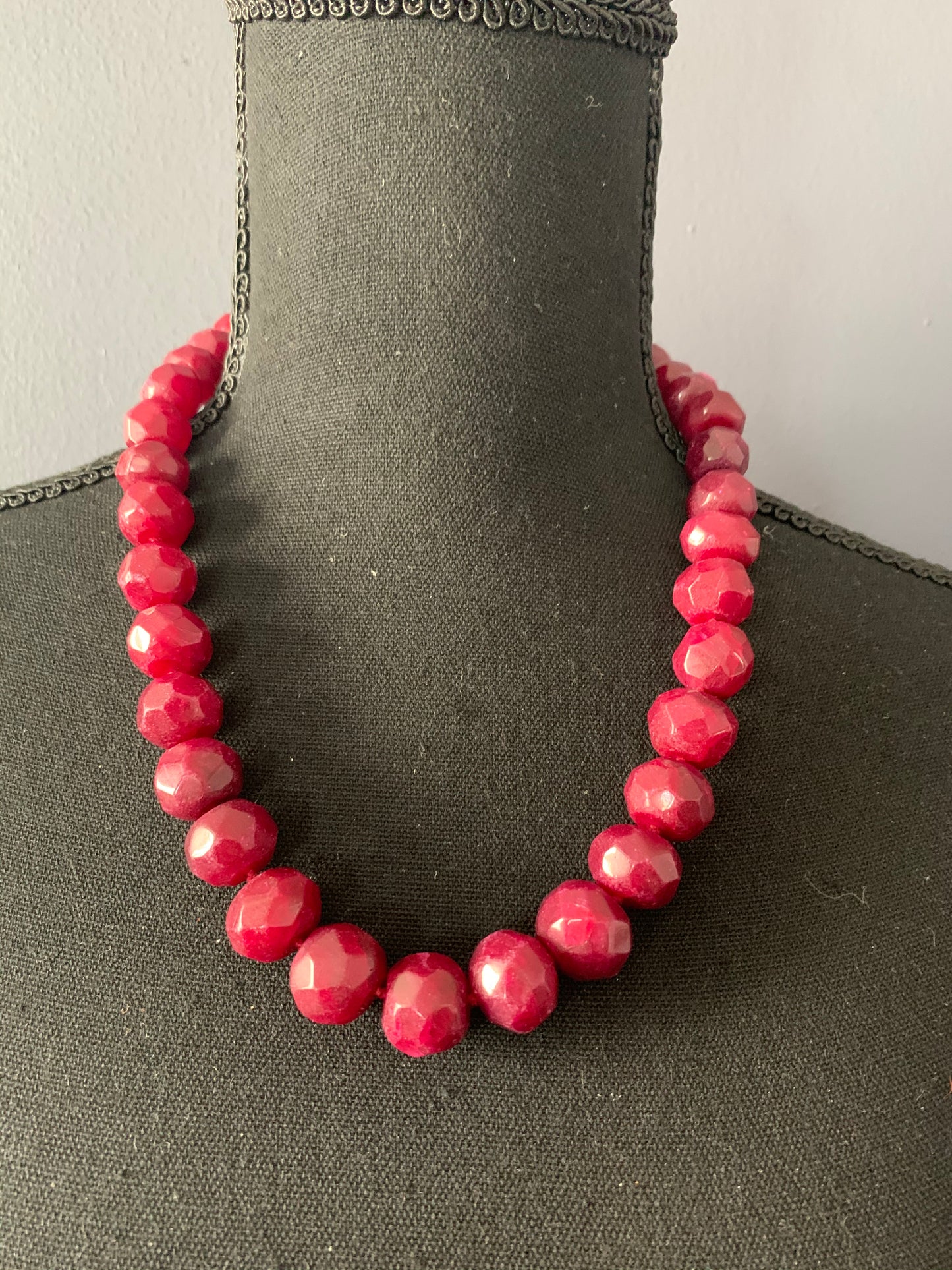 Faceted ruby bead necklaces