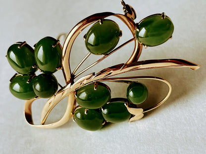 Vintage jade brooch