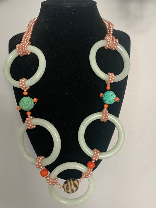 A jade and turquoise necklace