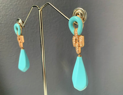 Turquoise gilt silver ear rings