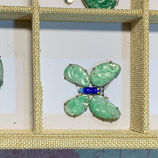 Vintage jade and cloisonne butterfly Brooch